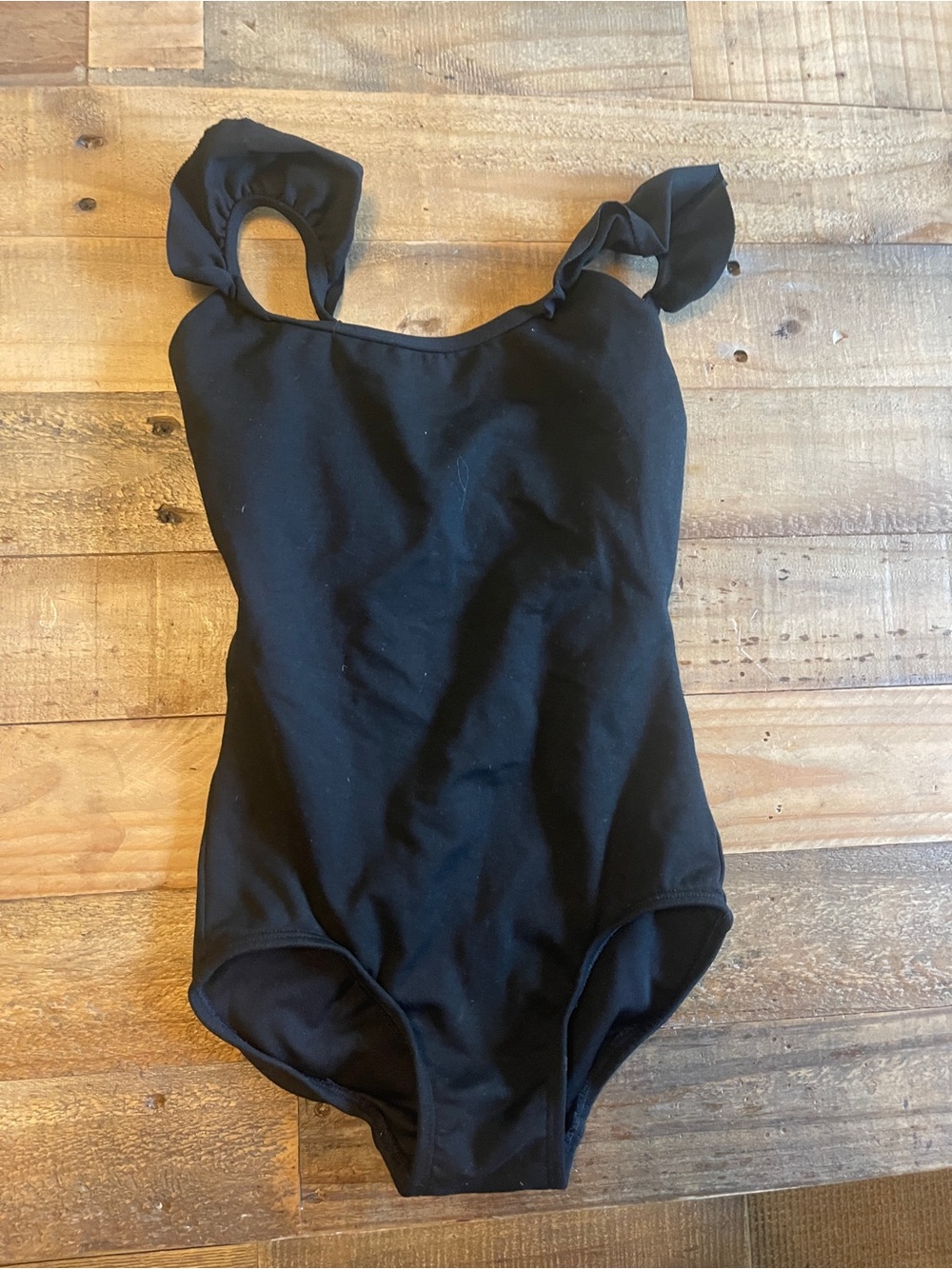 Jo and Jax Kids Black Dance Leotard with Ruffle Straps Child Medium